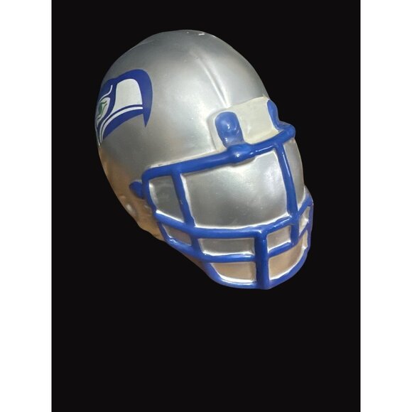 Swank Seattle Seahawks Silver & Blue Football Helmet Ceramic Coin Bank - Picture 1 of 6